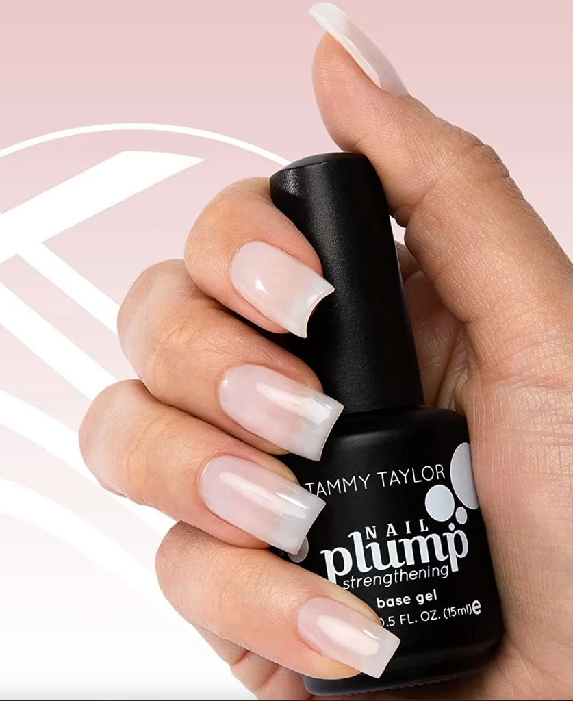 short medium natural square nails with bottle of tammy taylor nails plump to strengthen and grow natural nails