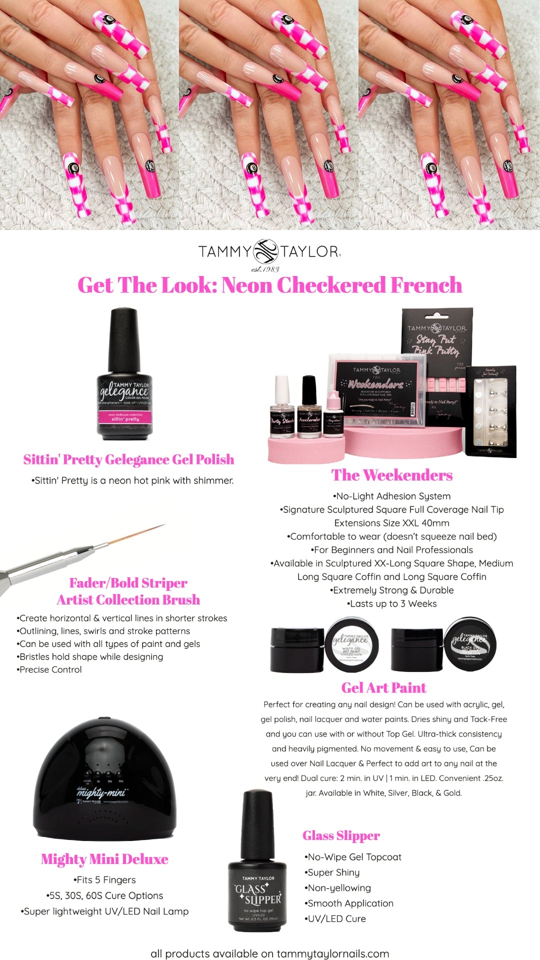 Tammy Taylor TTN Neon Checkered French Nail Bundle