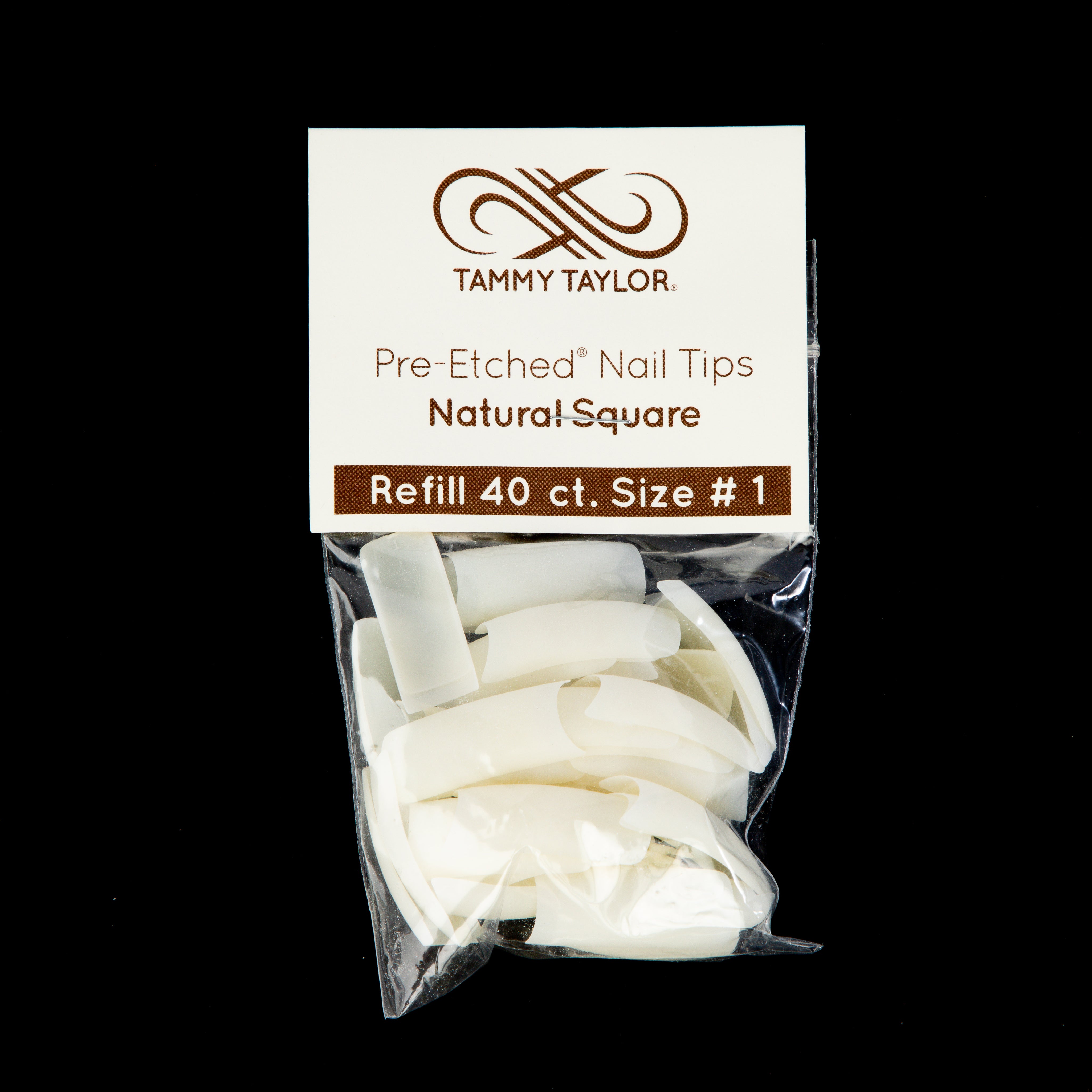 Tammy Taylor | Pre-Etched Natural Square Tips Refill Package - Sizes 1-9 | Nail Tips