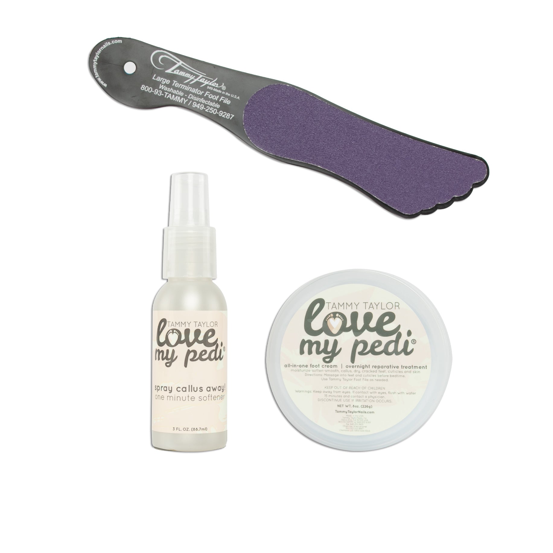 Tammy Taylor | Love My Pedi Bundle - Callus Spray, Foot Cream, Purple File | Callus Soft