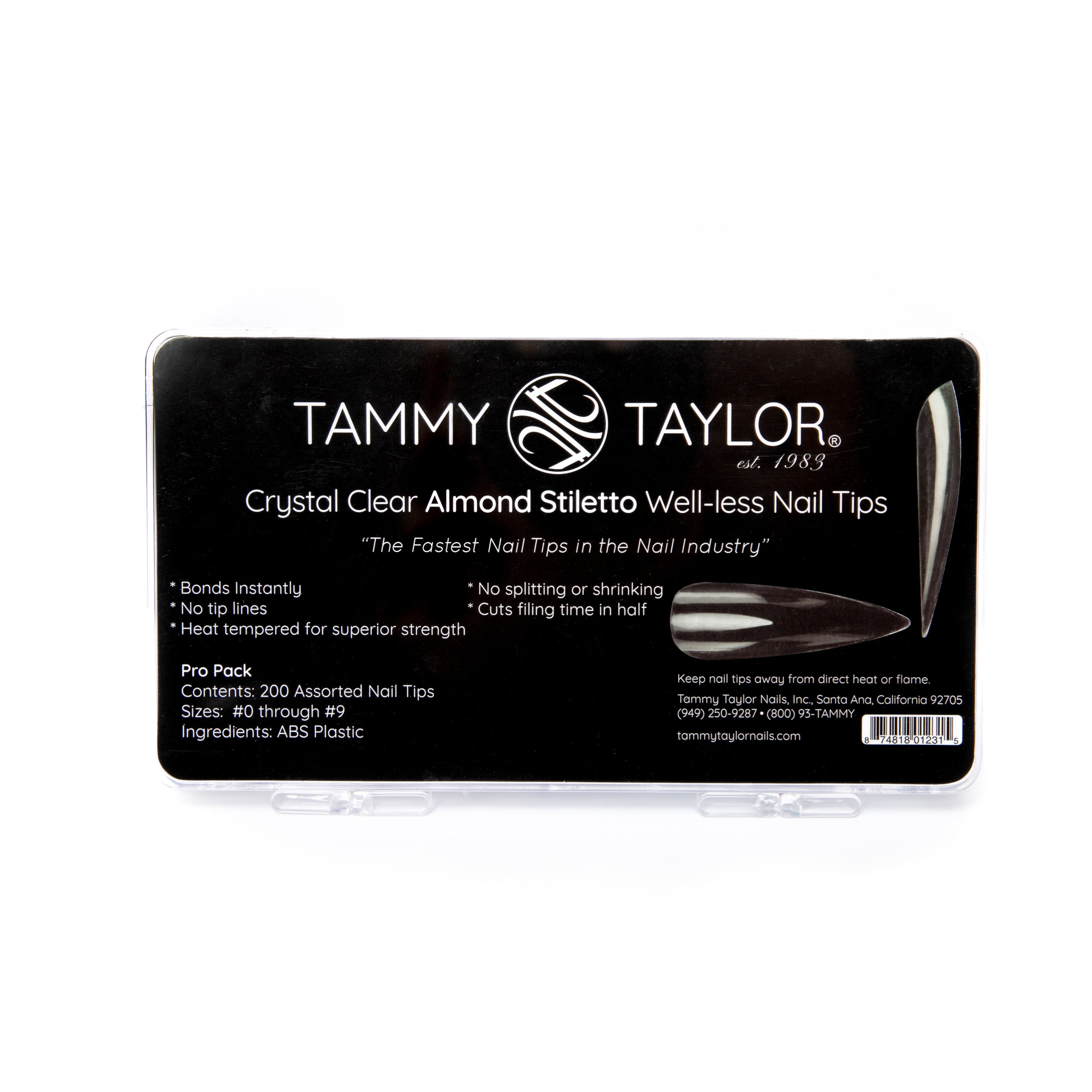 Tammy Taylor | Crystal Clear Almond Stiletto Well-less Nail Tips | Nail Tips